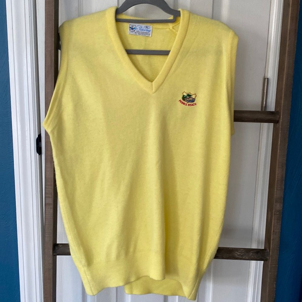 Vintage Pebble Beach Yellow Golf Sweater Vest XL